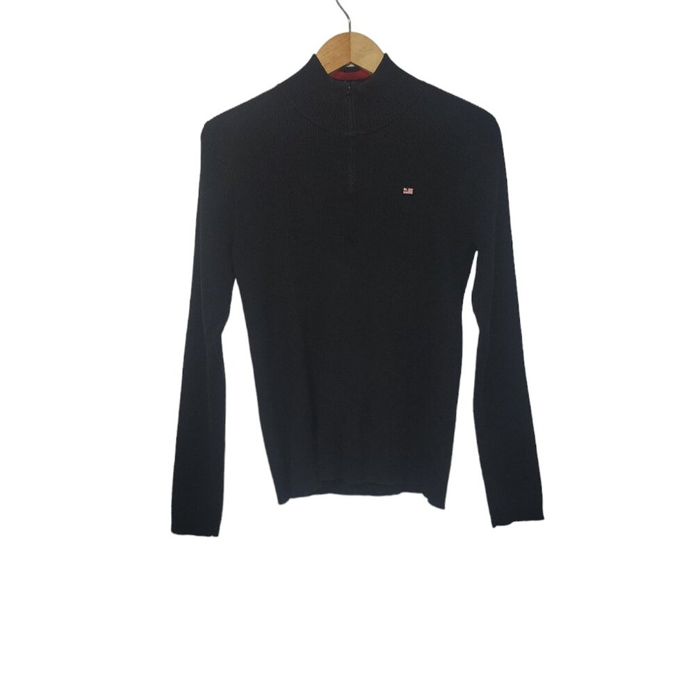 Ralph Lauren Polo Jeans Black Ribbed Mock Neck Sweater Size X-Large